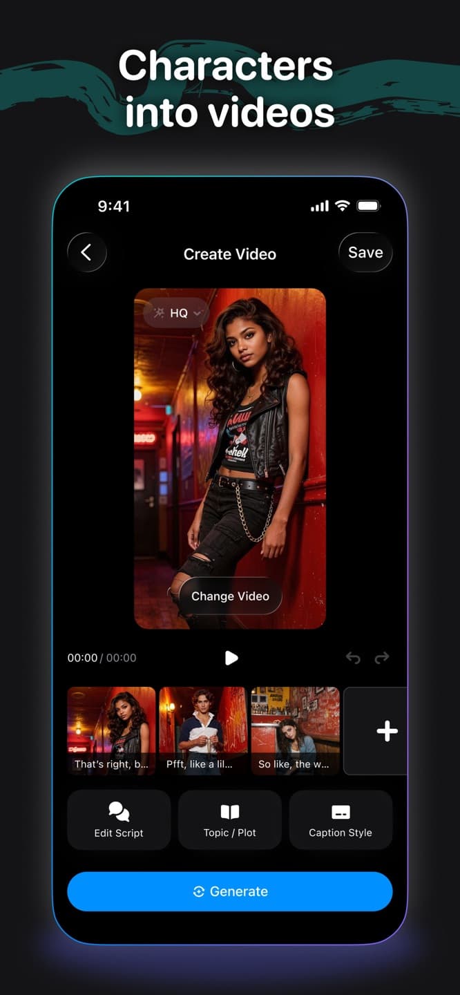 Cantina AI video creation screen